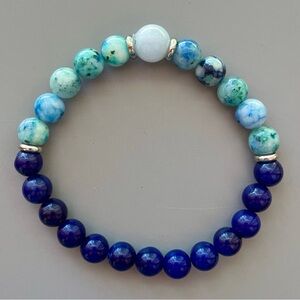 Hand Crafted Blue and Green Beaded Bracelet